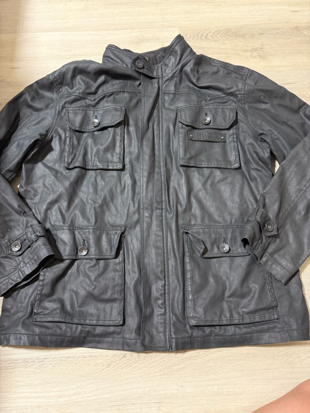 Affliction Los Angeles Waxed Canvas Black Jacket Men’s Size 3X Punk Steampunk